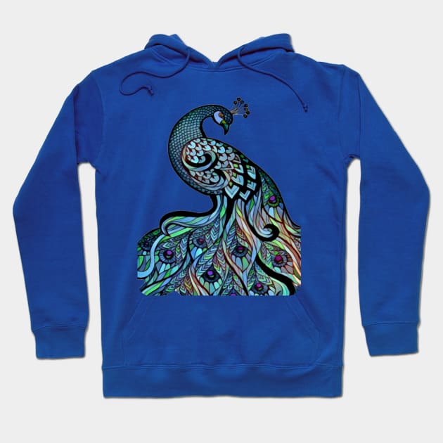 Colorful Graphic Peacock Hoodie by AlondraHanley